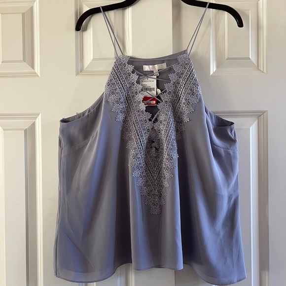 Wayf Tops - WAYF Women’s Grey Lilac Posie Strappy Crisscross Lace Camisole Size XXLarge
